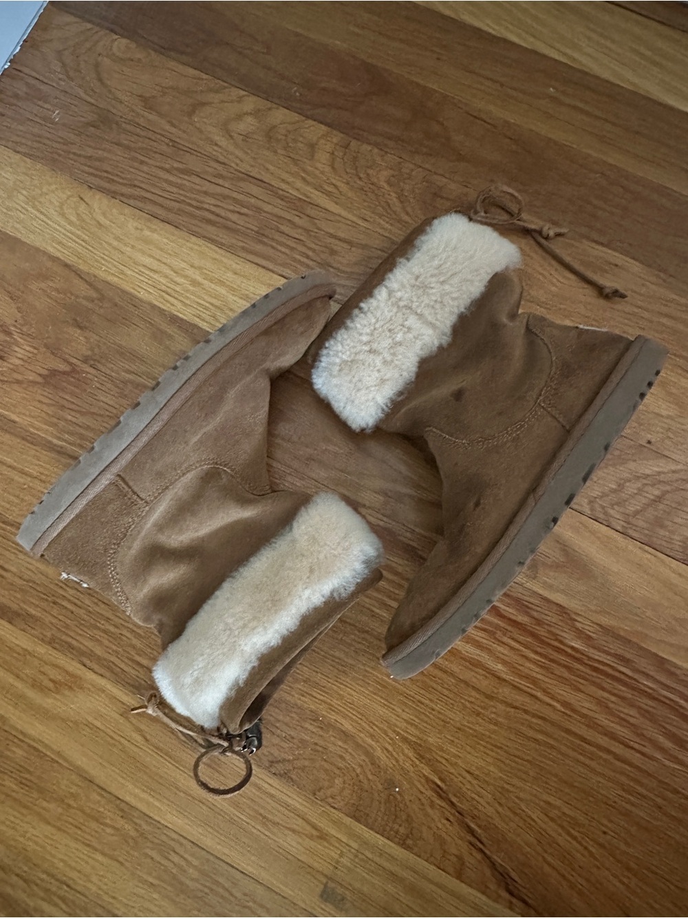 UGG Kids Chestnut Suede Shearling Cuff Boots